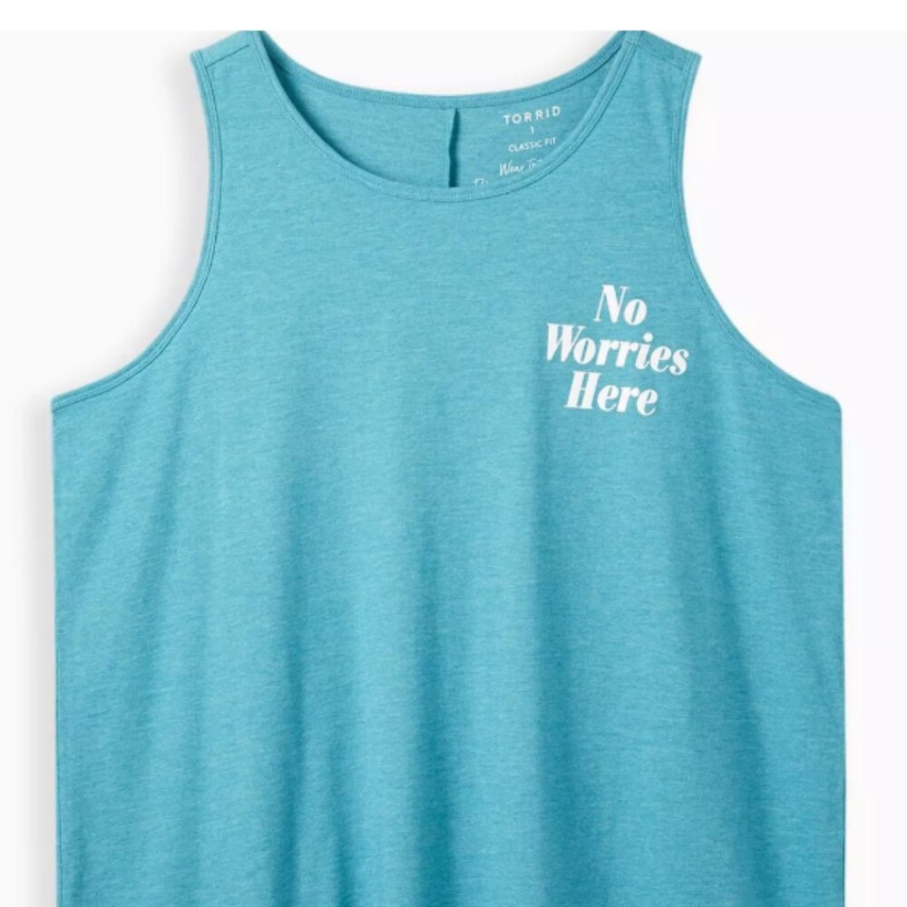 Torrid NWT Women's Plus Size 3X (22/24) No Worries Here Blue Tank Top Signature